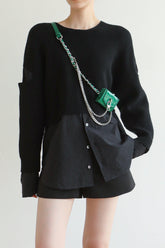 Addison Layered Wool Blend And Cotton Top - Black